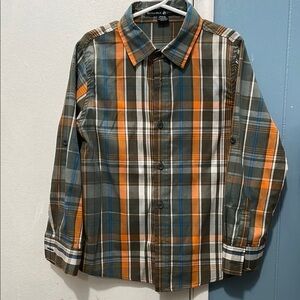 Beverly Hills Polo Club Green and Orange Plaid Shirt for boys.